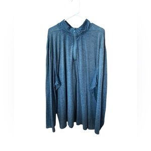 Tek Gear Mens 4XB Quarter Zip Polyester Training Pullover Shirt LS Slate Blue